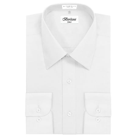 Berlioni Italy Men's Long Sleeve Solid Premium Dress (Best Fitting Men's Dress Shirts)