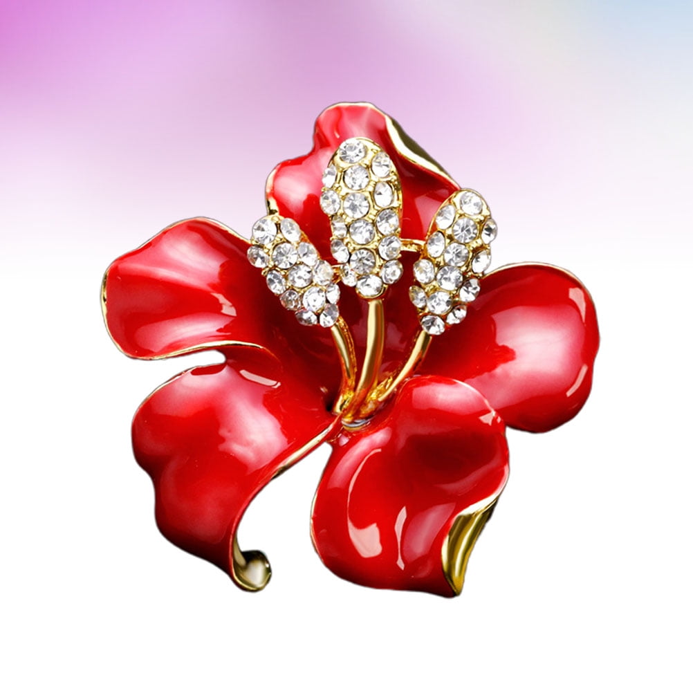 Fashion Women 3D Red Rose Flower Brooch Pin Charm Lady Costume Jewellery  Gifts