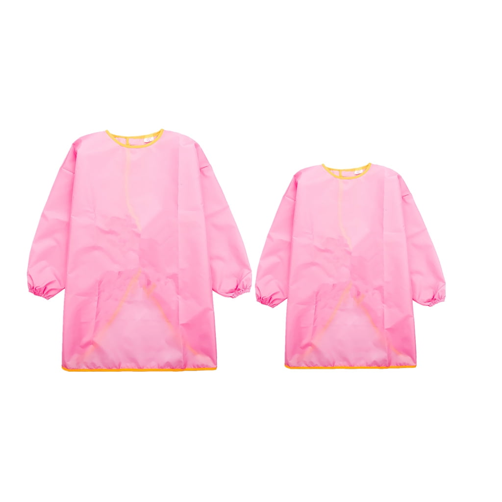 Child Kids Long Sleeve Apron Drawing Cooking Craft Art Smock Size S Pink 