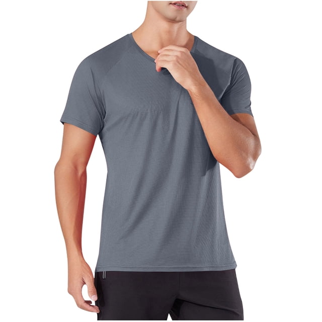 YanHoo Workout T Shirts for Men Gym Loose Fit Short Sleeve Athletic Tee Shirts for Running