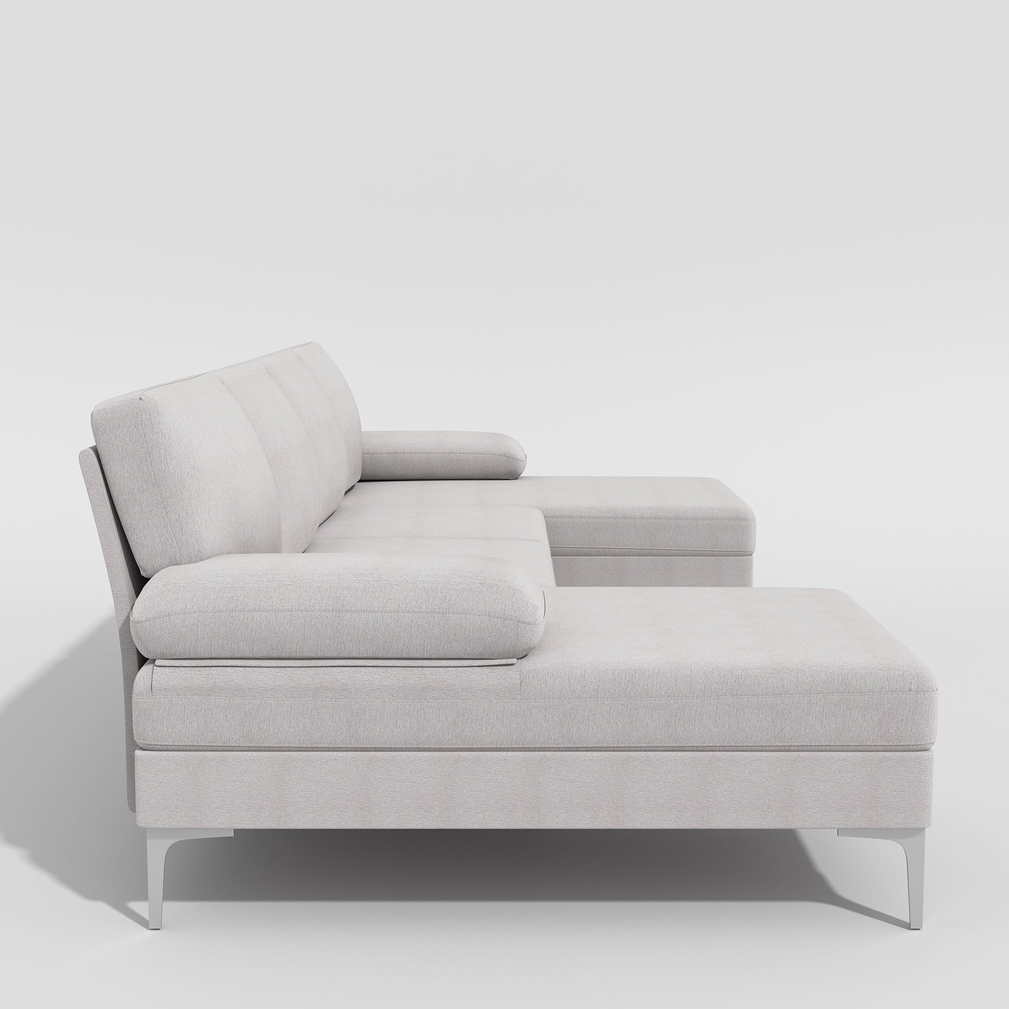 Kadyn U-Shaped Fabric with Two Imperial Concubine Iron Feet 4 Seats Indoor Modular Sofa, Sofa Couch for Living Room, Beige