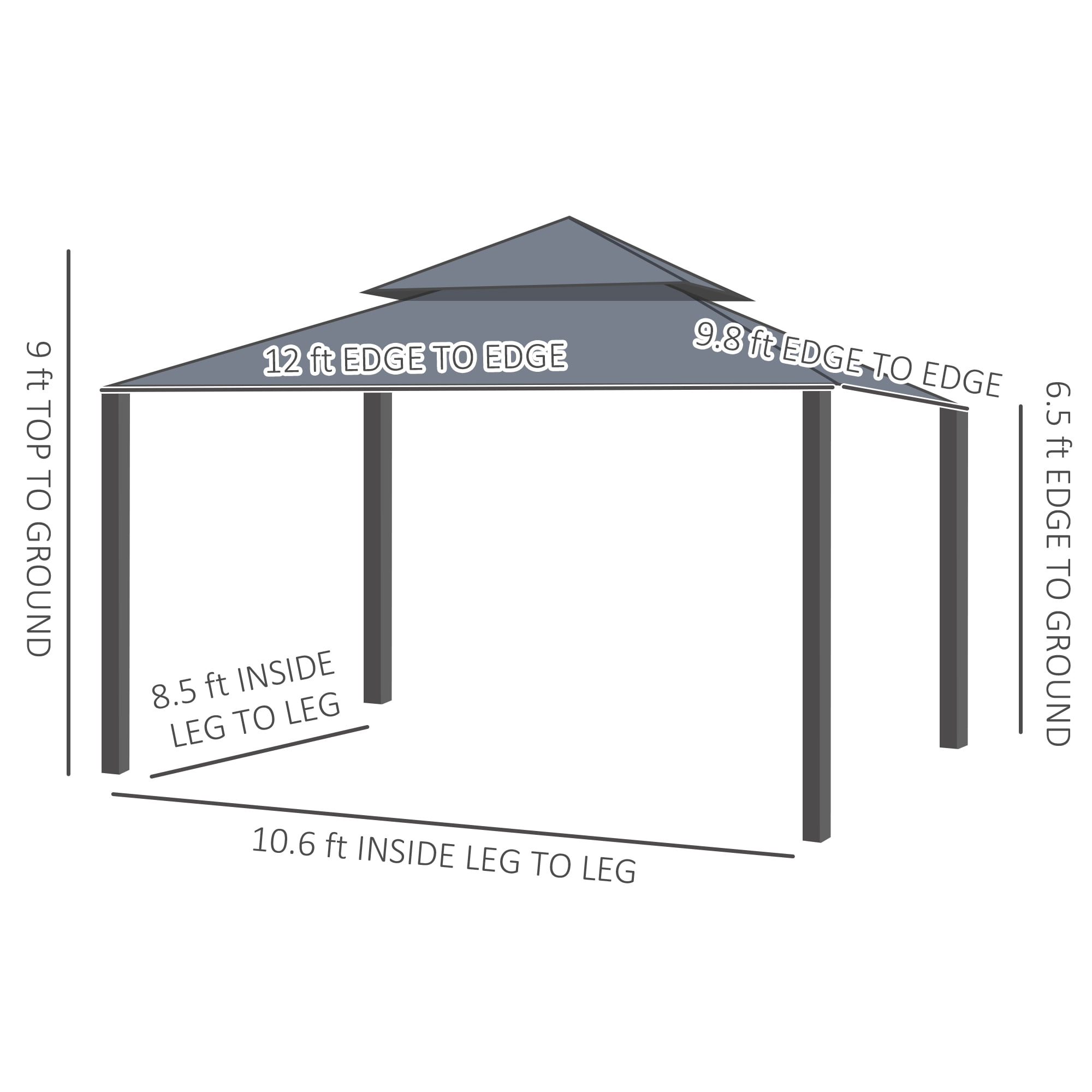 Outsunny 10' x 12' Double Roof Outdoor Gazebo with Netting & Curtains