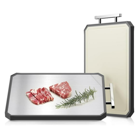 Cutting Board for Kitchen,Stainless Steel/Wheat Straw Double Sided Titanium Cutting Board, Dishwasher Safe(16 * 11 inch)