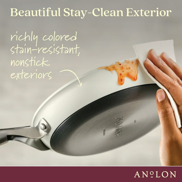 Anolon Achieve Hard Anodized Nonstick Cookware Pots and Pans Set, 8-Piece, Cream