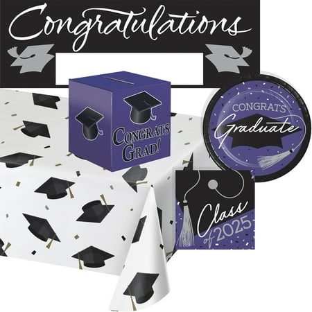 Creative Converting Purple Graduation Class of 2025 Party Kit, Serves 18