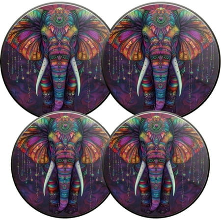 

Electric Stove Burner Covers 4 Pcs Round Gas Burner Cover 8 and 10 Inch Colorful Mandala - style Elephant