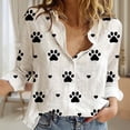 thumbnail image 2 of Printed Blouses Tops Elegant Style Ladies Casual Blouses V Neck Office Work Suit, 2 of 9