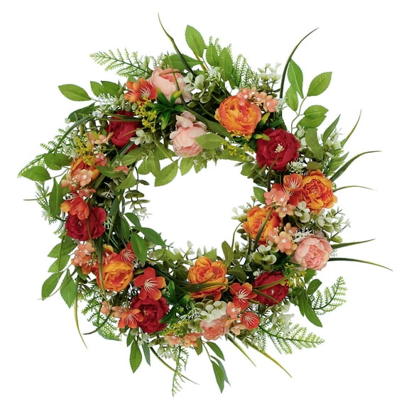 Unique Bargains Front Door Wreaths Farmhouse Artificial Flower Wreath Home Decor Multicolor