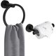 thumbnail image 1 of Toilet Roll Holder Towel Ring, Wall Mounted Toilet Paper Holder, 2 Pieces Classic Stainless Steel Bathroom Accessories, Matte Black, 1 of 3