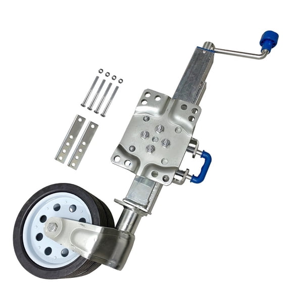 4 X Adjustable Height Positions Heavy Duty Offroad 5000LBS Dual Jockey Wheel Swing Up Trailer Jack Caravan Camper Boat ,Rv Camper Accessories