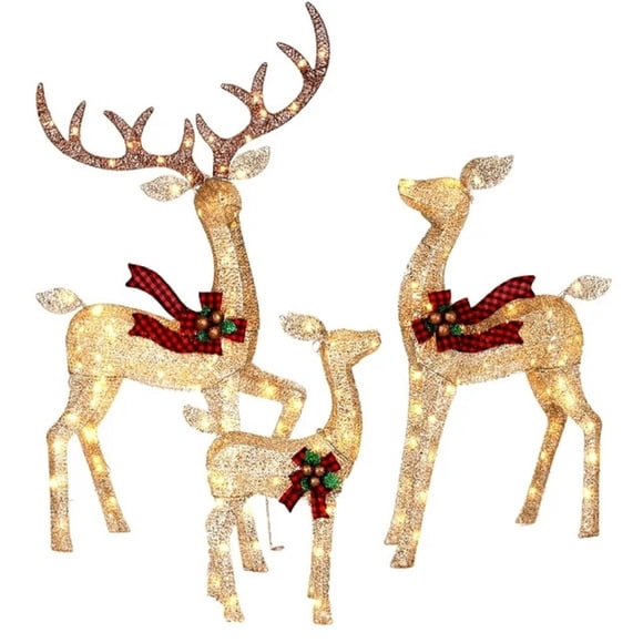 Refurbished FOOWIN 3-Piece 58 Large Christmas Deer Family