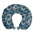 thumbnail image 1 of Botanical Travel Pillow Neck Rest, Doodle Style with Streaks Blooming, Memory Foam Traveling Accessory Airplane and Car, 12", Petrol Blue Pale Taupe, by Ambesonne, 1 of 2