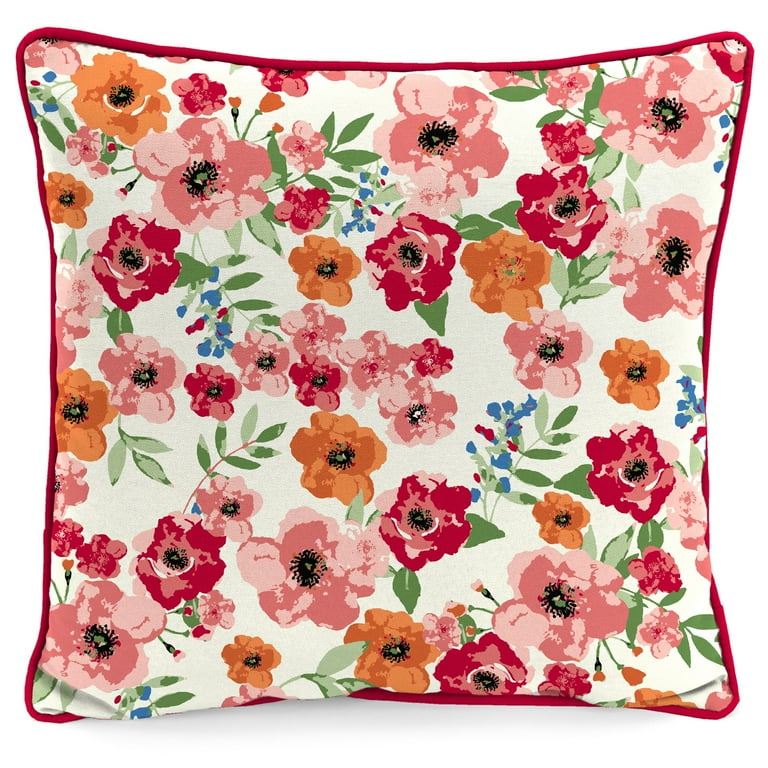 16.5x16.5 Floral Mania 2pc Square Outdoor Throw Pillow Set Pink