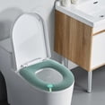 thumbnail image 5 of Soft Polyester Toilet Seat Cushion Pad with Handle, Washable and Portable for Travel, Easy to Install and Remove, Gray Green Blue Color Options,Green, 5 of 6