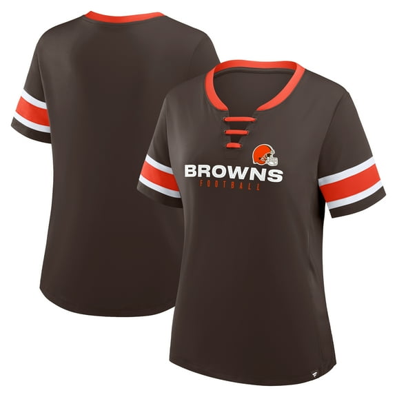 Women's Fanatics Brown Cleveland Browns Redzone Draw Play Athena Lace-Up T-Shirt