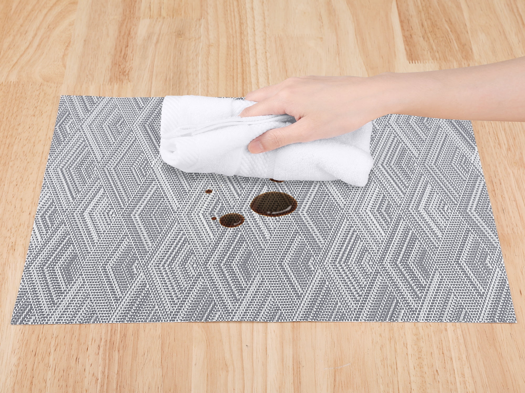 Unique Bargains Set of 8 Placemats for Dining Table Wipeable Table Mat Gray 18x12Inch