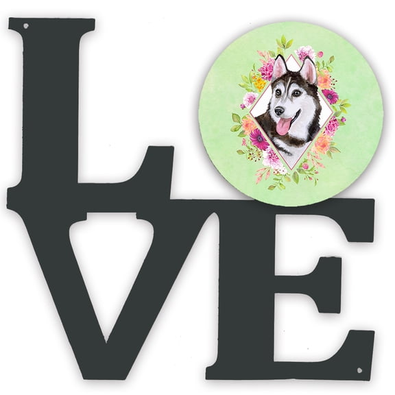 Siberian Husky #1 Green Flowers Metal Wall Artwork LOVE