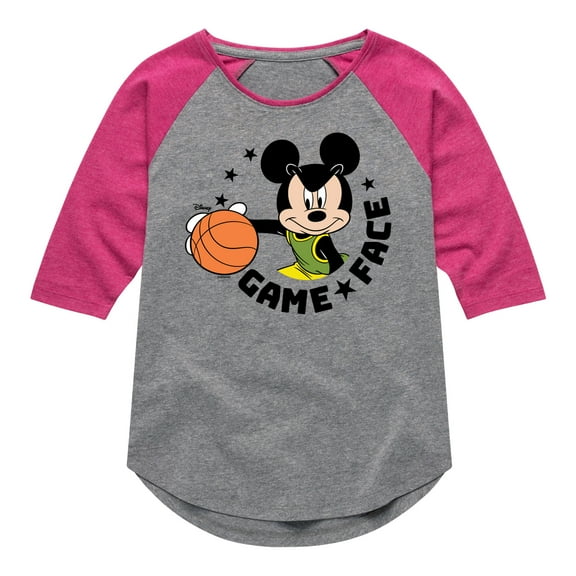 Disney - Game Face Basketball - Toddler & Youth Girls Raglan Graphic T-Shirt