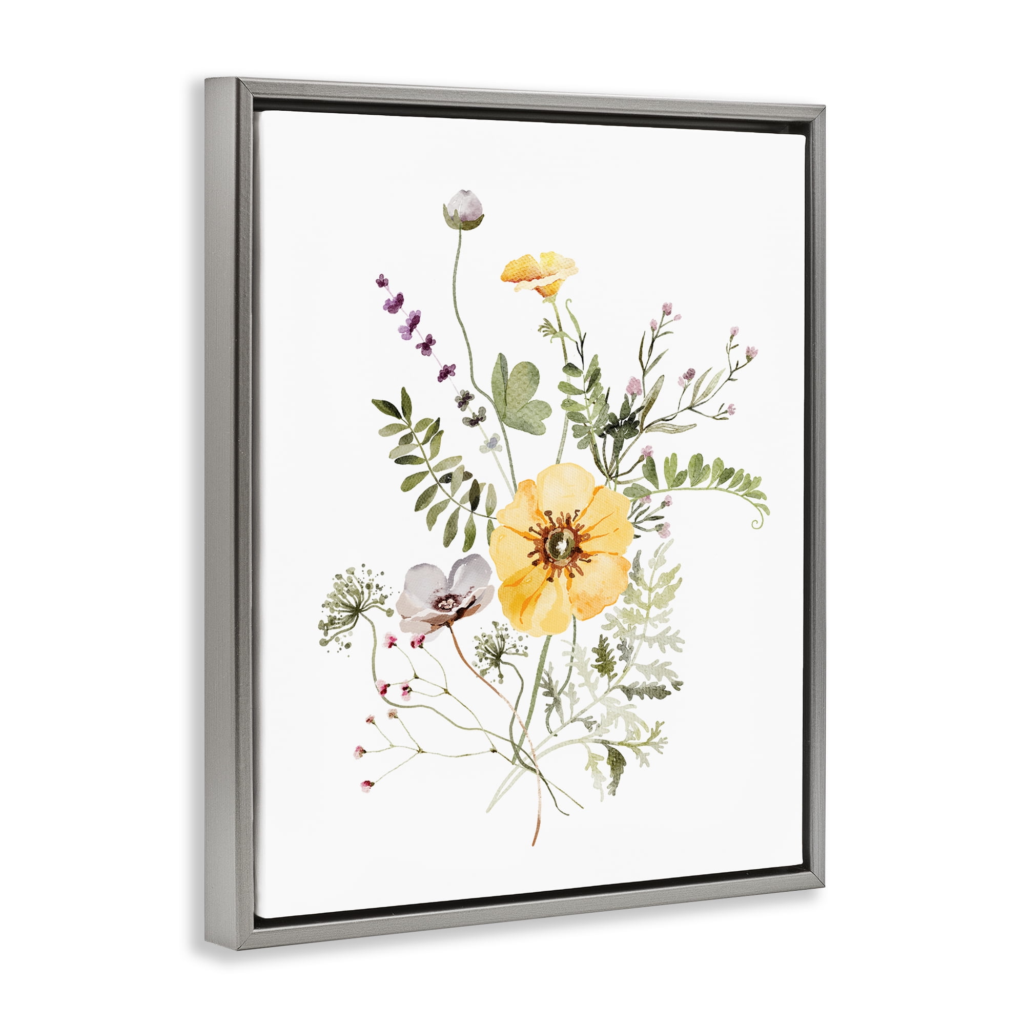 Gardening Herb Blooms Gray Framed Floater Canvas Wall Art, design by Lettered and Lined