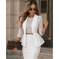 thumbnail image 6 of ChicMe Women's Lace Blazer Patchwork Lapel 3/4 Sleeve Lightweight Dressy Work Suit Jacket Trendy Business Casual Blazers White-L, 6 of 9