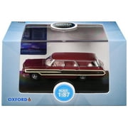 1964 Ford Country Station Wagon Squire Vintage Burgundy w/Woodgrain & White Interior 1/87 (HO) Diecast Model Car Oxford Diecast