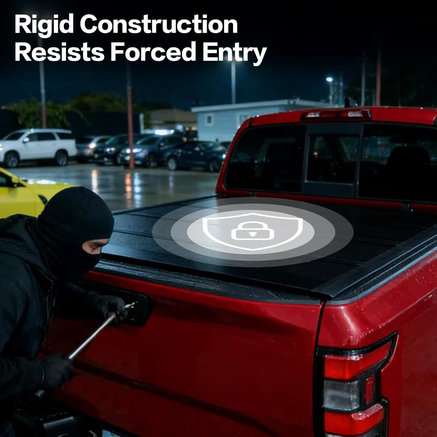 TPA Low Profile Hard Tri-Fold Truck Bed Tonneau Cover Fits for 2022-2024 Nissan Frontier 5 ft Bed, FPR Waterproof One-Handed Open Anti-Theft