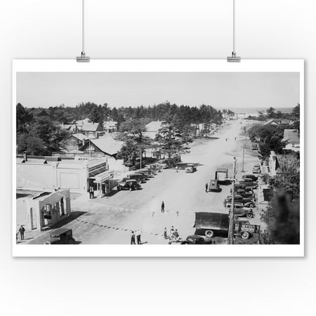 Ocean Park, WA - View of Beach, Old Cars, & People Photograph (9x12 Art Print, Wall Decor Travel