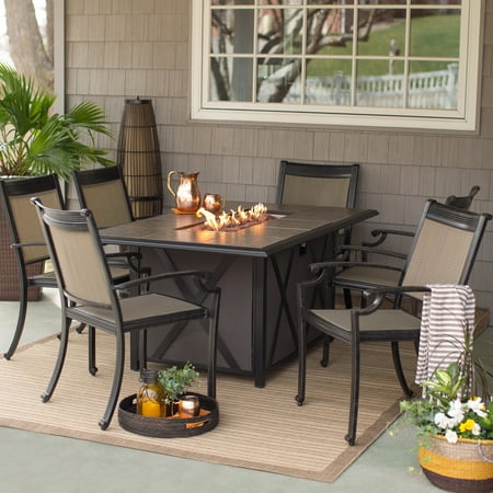 Aluminum 7 Piece Patio - Belham Living Tulie 7 Piece Aluminum Fire Pit Patio Dining Set