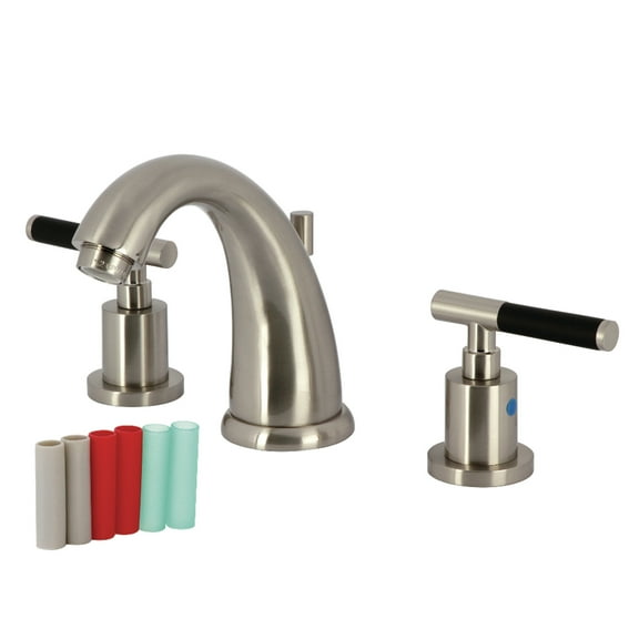 Kingston Brass KB8988CKL Kaiser Two-Handle 3-Hole Deck Mount Widespread Bathroom Faucet with Pop-Up Drain in Brushed Nickel