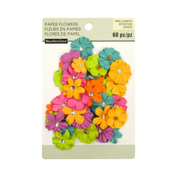 Recollections Bright Mini Paper Flower Embellishments, 12 Packs: 60 ct. (720 total)