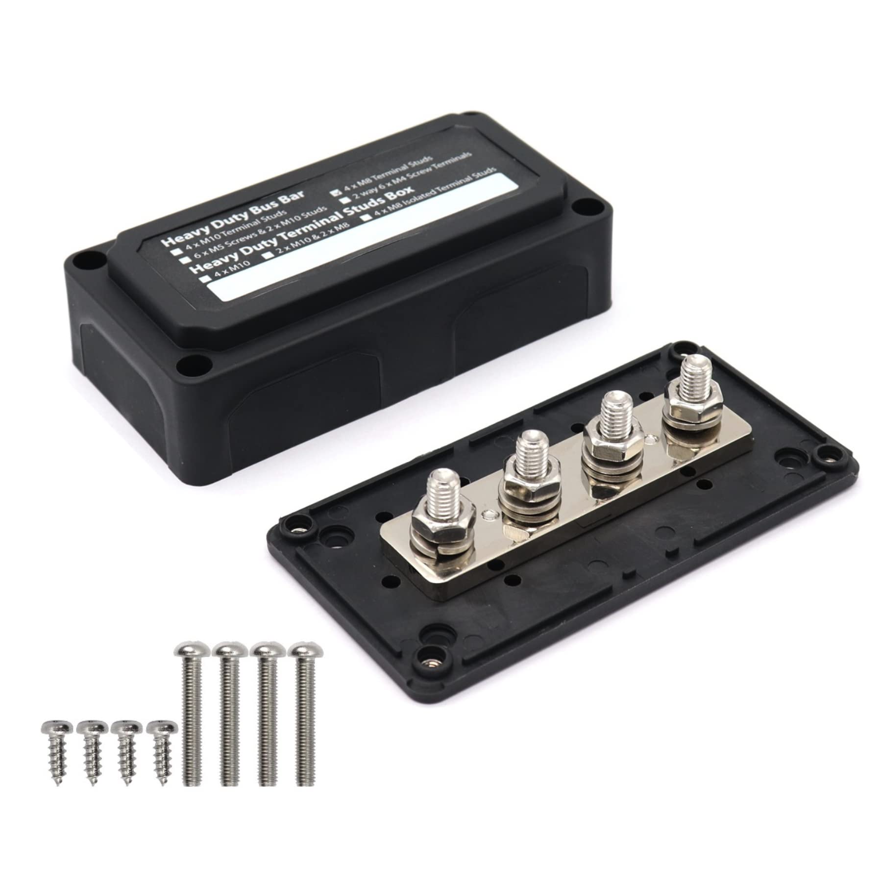 Power Distribution Block Bus Bar, 4 x 5/16" (M8) Studs Automotive