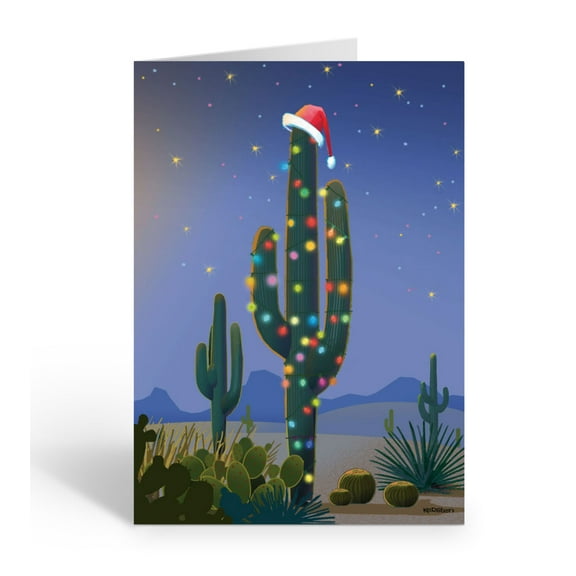 Christmas Saguaro Christmas Card - 5" x 7" Christmas Card - 18 Cards & 19 White
