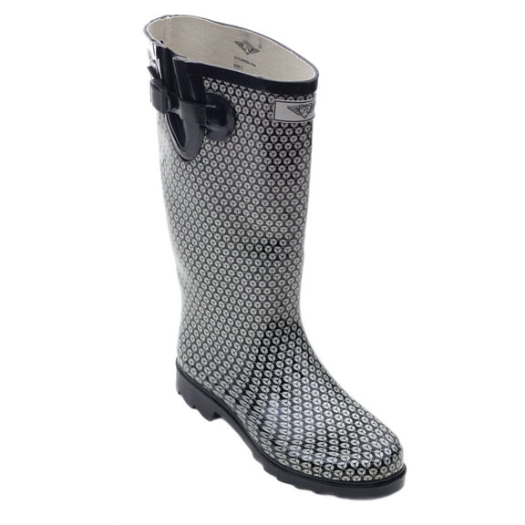 Women Rubber Rain Boots with Cotton Lining, Metal Groove