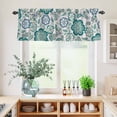 thumbnail image 5 of 3 Piece Kitchen Curtains and Valances Set Teal Paisley Pattern Cafe Curtains 24 Inch Length Boho Ethnic Floral Traditional Valance & Tier Curtain for Living Room Bedroom Window 54"x18"+27"x24"*2, 5 of 6