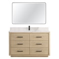 thumbnail image 2 of Vinnova Porto 55" Wood Single Bath Vanity with Mirror in Aged Natural Oak, 2 of 15