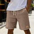 thumbnail image 2 of ZToonmas Men's Elastic Waist Casual Shorts Drawstring Loose Fit 5-Inch Shorts Solid Color Beach Shorts with Pockets, 2 of 9