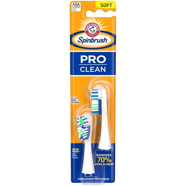 ARM & HAMMER Spinbrush PRO Clean Soft REFILL Includes 2 Replacement