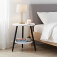 thumbnail image 3 of PinkSheep Round Side Table, 2 Tier Small End Table Beside Table Accent Table Tray Table with Storage for Living Room Bedroom, White, 3 of 7