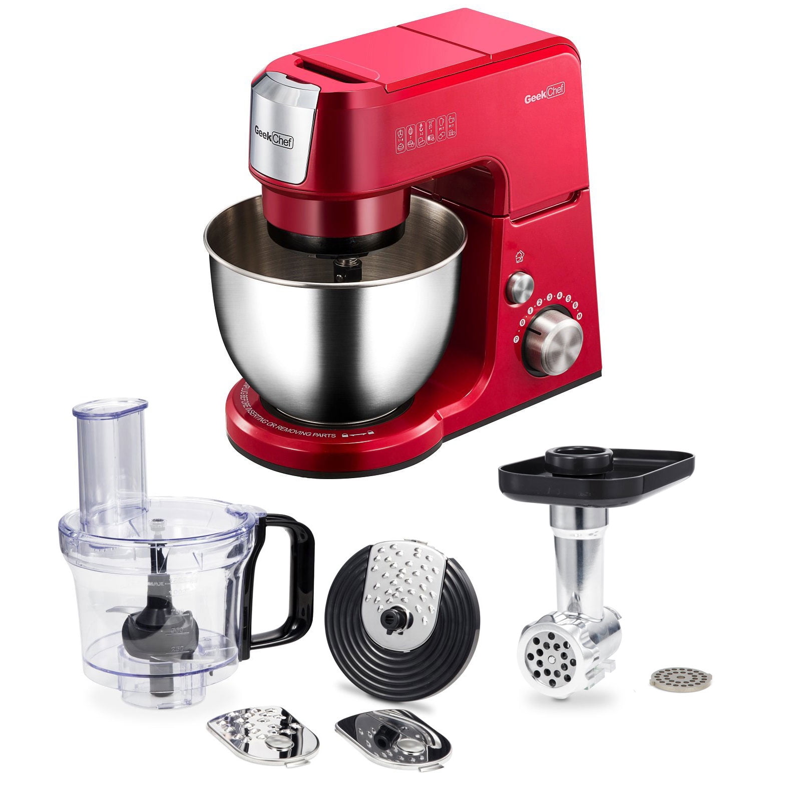 Geek Chef 2.6 Quart 7 Speed Stand Mixer with Mincer & Food Processor