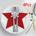 thumbnail image 4 of 10 Piezas Gorro de Navidad Regalos de Navidad Accesorios de Decoración Del Hogar Bolsillos Suministros de Cocina Adornos Bolsa Portacu , Rojo Macarena  Cubiertos de Navidad, 4 of 8