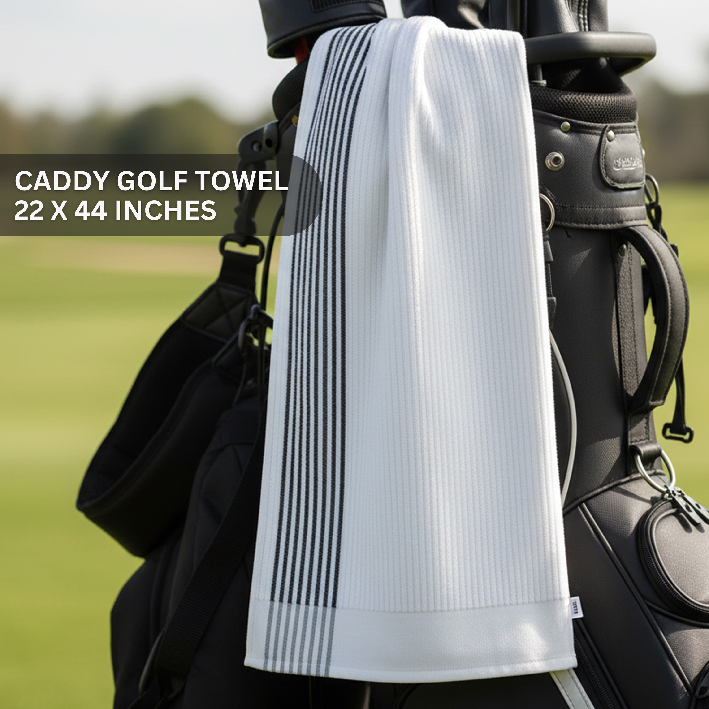 Athletic Works Golf Caddy Towel with Clip, White/Blue Stripe photo 3
