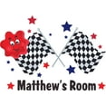 thumbnail image 2 of Race Flag Flags Racing Stars Cartoon Customized Wall Decal - Custom Vinyl Wall Art - Personalized Name - Baby Girls Boys Kids Bedroom Wall Decal Room Decor Wall Stickers Decoration Size (27x30 inch), 2 of 2