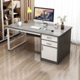 thumbnail image 3 of Metal Legs Floor Office Desk Standing Study Drawers Storage Computer Desks Vanity Reception Escritorios De Ordenador Furniture My Lux Decor Round, 3 of 28
