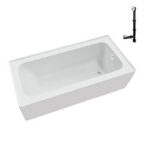 Streamline NAL-5700-WH 66 in. x 32 in. Acrylic Right-Hand Drain Alcove Bathtub in Glossy White With External Drain in Glossy White