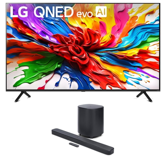 LG 65QNED92AUA 65 Inch 4K QNED Mini LED evo AI Smart TV with a JBL BAR-500-MK2 Dolby Atmos Soundbar and a 10" Wireless Subwoofer (2025)