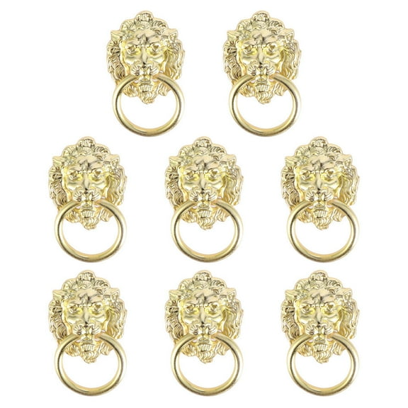 Raindrops  8 Pcs Lion Head Handle Hinges Cabinets Kitchen Drawer Pulls Retro Decor Golden