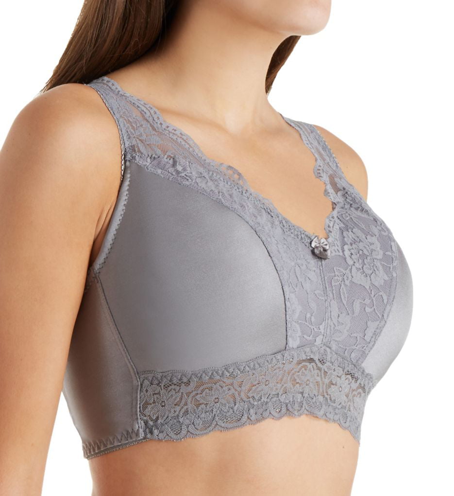 Rhonda Shear Single Pin Up Smooth Bra with Removable Pads in Gray Large