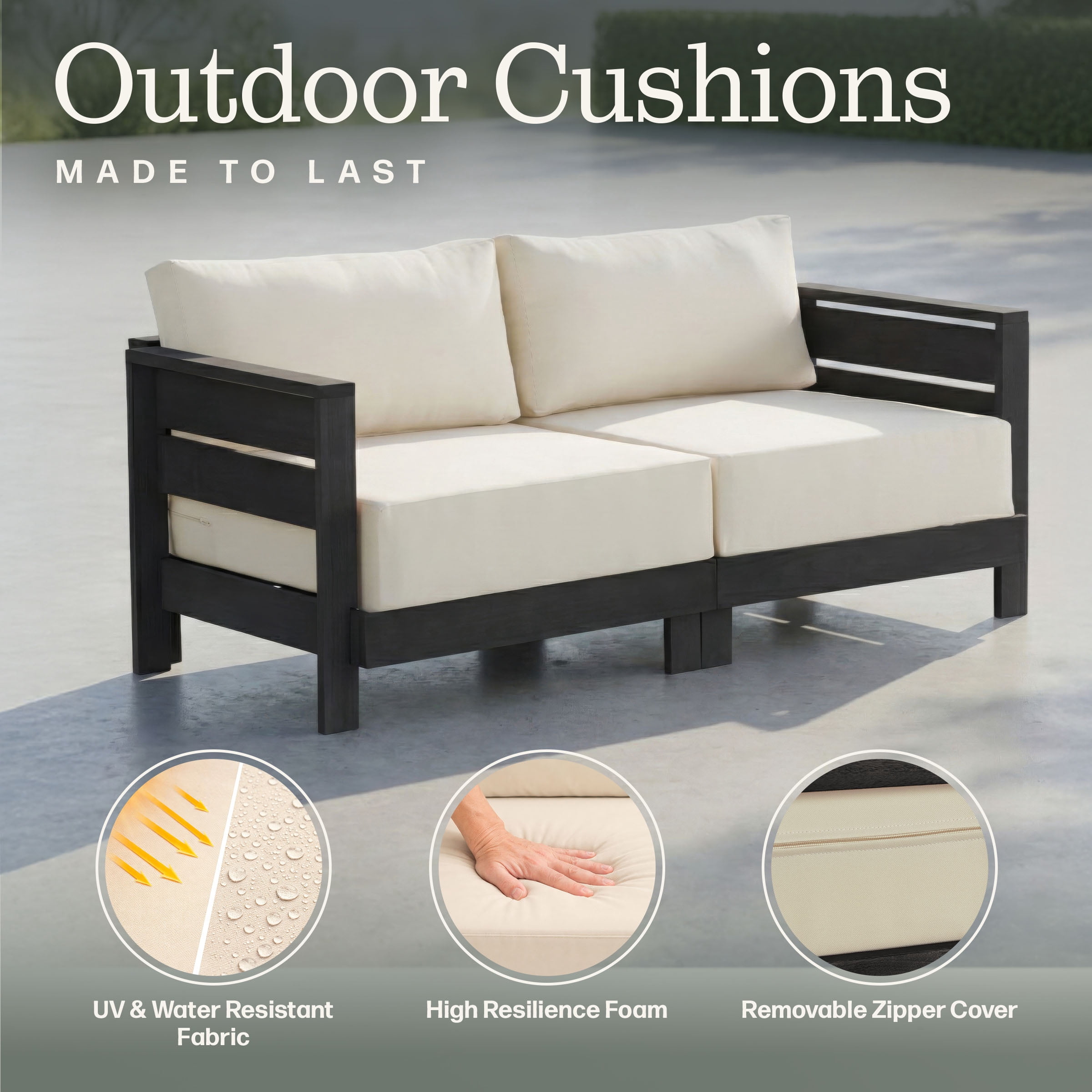 Alaterre Furniture Barton Outdoor Patio Loveseat - Eucalyptus Wood Loveseat (Black)