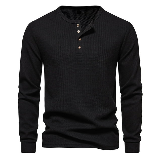 breaise Men Henley Shirts Long Sleeve Workout Shirt Basic Tee Casual Button Collared T-Shirt Lightweight Quick Dry Top