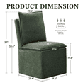 thumbnail image 3 of Usaint Upholstered Dining Chair with Casters and Storage, Fabric Rolling Desk Chair with Wheels for Home Office Living Room, Easy Assembly, Green, 3 of 7